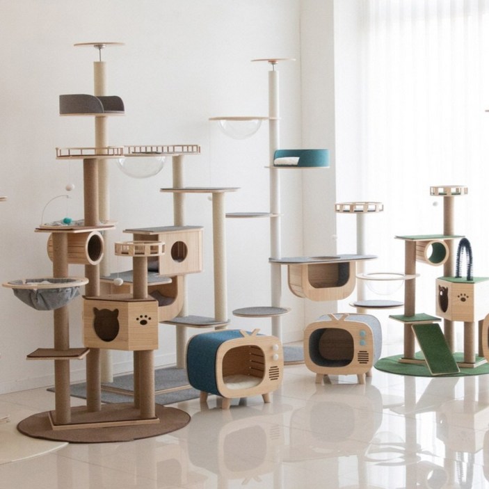 가르르 원목 고양이 캣타워 캣폴 갤럭시 캣타워, 1개, 브라운