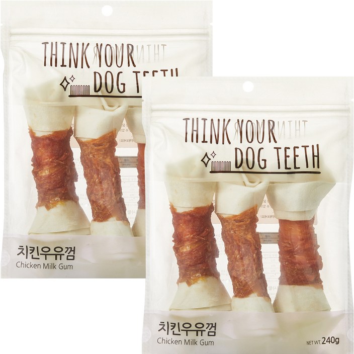 강아지 Think your dog teeth 치킨우유껌 대형 240g 3p - 쇼핑뉴스