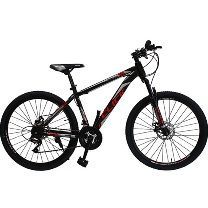 ATECX 클릭 2023년형 MTB 자전거 프라임 26D 반조립, 블랙 레드, 1개