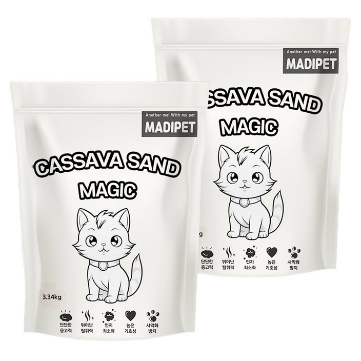 메디펫 고양이 카사바 모래, 3.34kg, 2개, 무향