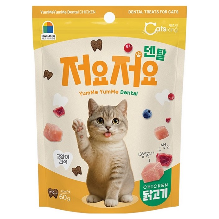 캐츠랑 고양이 저요저요 덴탈 간식, 닭고기, 60g, 1개
