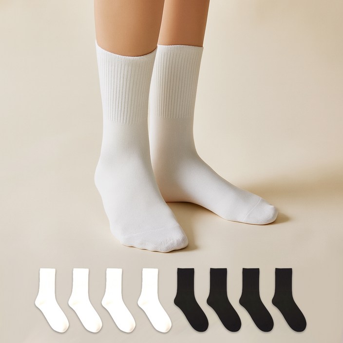 유어삭스 여성용 국내산 앞코 구멍 NO 이중 보강 긴목 양말 8켤레 세트