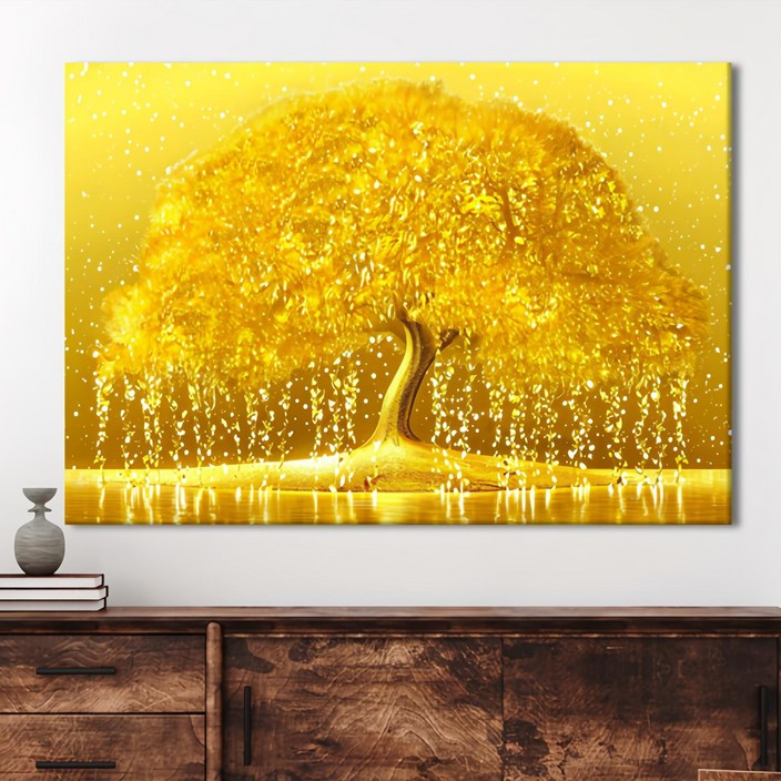 인메이블 황금 골드 돈들어오는 돈나무 그림 캔버스 액자, 01 AGD 황금줄기 캔버스