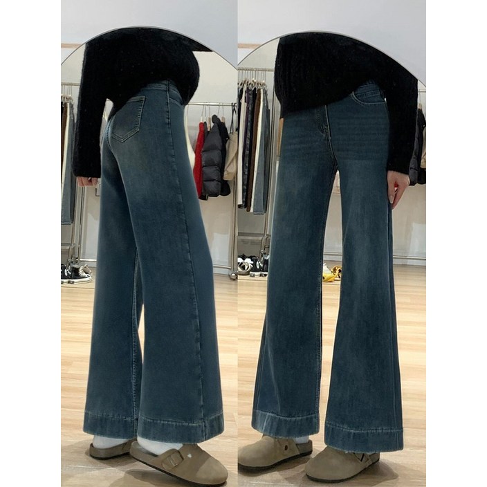 부츠컷 청바지 진청 워싱 데님 앞포켓 디자인 하우룩