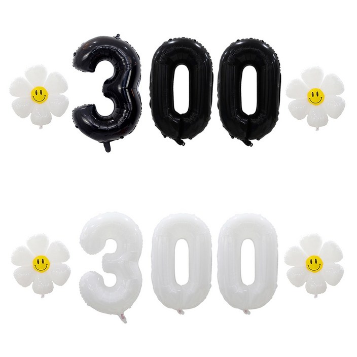 해피쏘굿 32인치 블랙화이트 숫자 100일900일 데이지 풍선세트