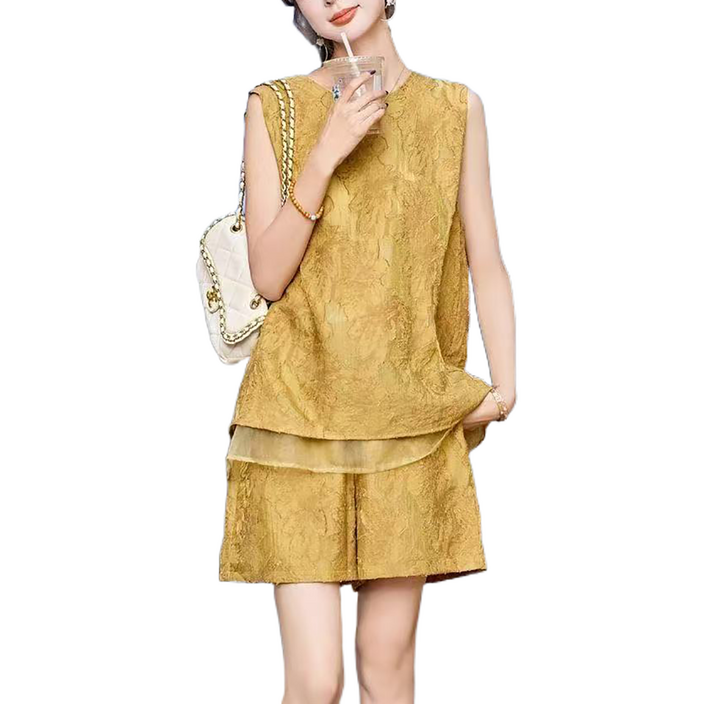 셀럽당 세트 여 여름 패션 캐주얼 민소매 반바지 투피스M3400