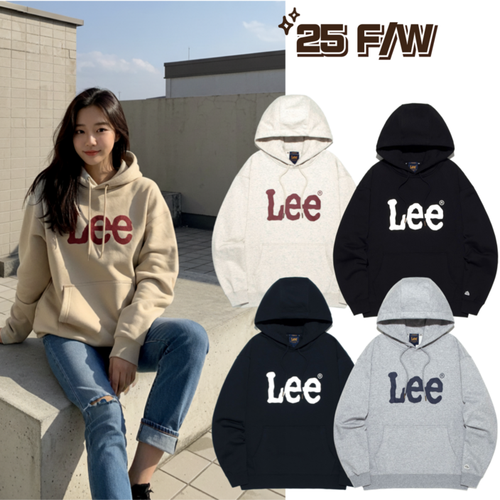[백화점판/당일출고] lee 리 후드티 빅 트위치 로고 오버핏 남녀공용 데일리 캐주얼
