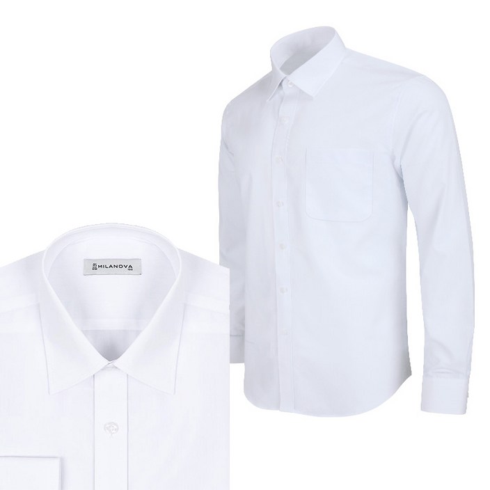 레디핏 남성용 화이트 하얀색 기본 긴팔 와이셔츠 MN001