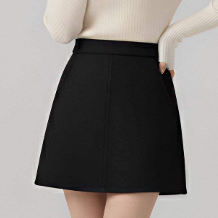 모직 A라인 포켓 미니 스커트