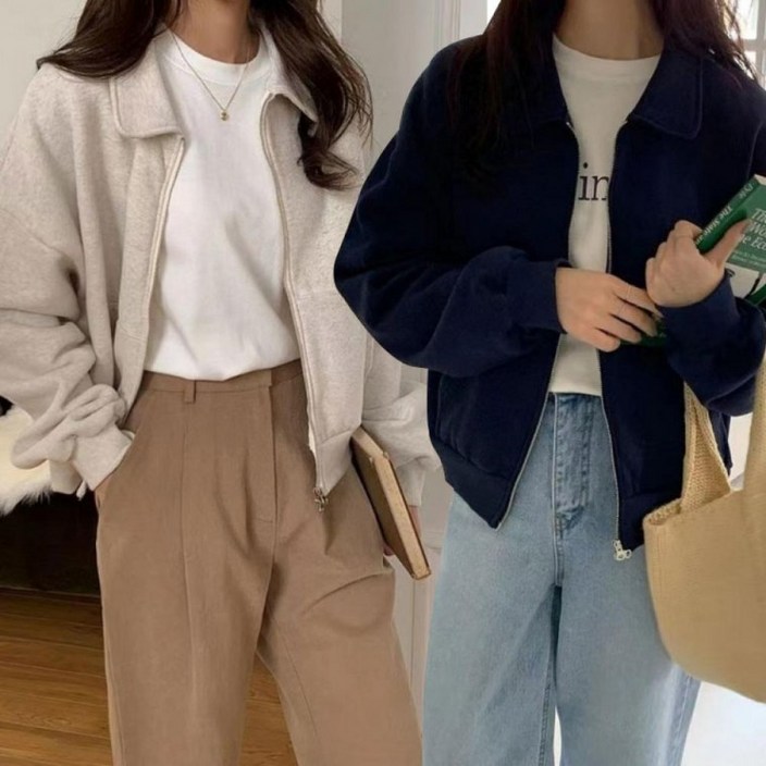 단정한 여성 데일리 소프트 집업 자켓