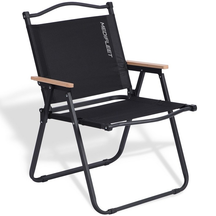 메디플릿 우드 폴딩 경량 컴포트 접의식 캠핑 의자 체어, 1개, 블랙