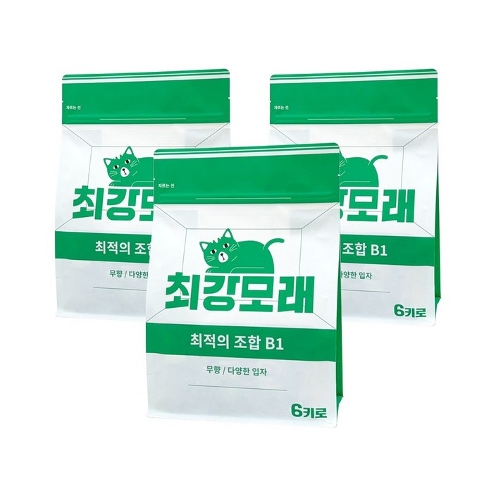 21 최강모래 최적의 조합 B1 6kgx3, 고양이모래 와이오밍 벤토나이트모래, 6L, 3개