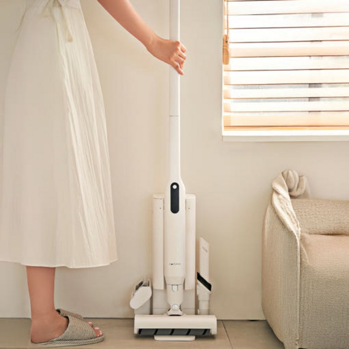 다루마 자동먼지비움 무선 청소기 클린스테이션 초경량 강력흡입 먼지비움청소기, 화이트