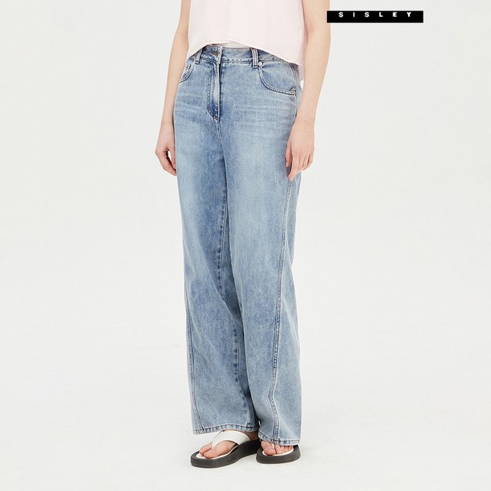 [백화점] 시슬리 아울렛 절개 슬림 일자핏 데님 팬츠 SADP32431 130394