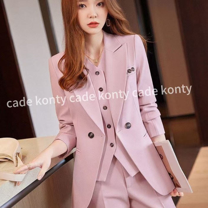 cade konty 여성 춘추 슬림 정장 베스트 쓰리피스 cade konty