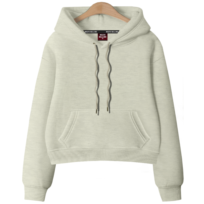 ANSANGSA 따뜻한 기모 무지 여성 semi크롭 루즈핏 후드 티셔츠