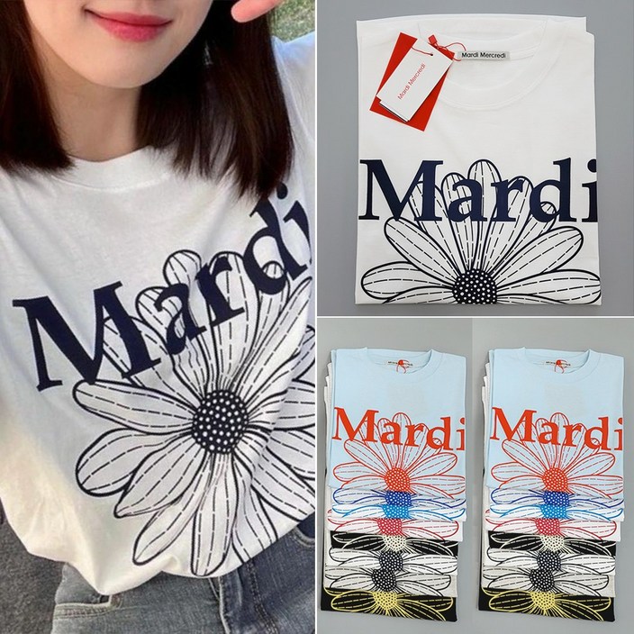 마르디메크르디 반팔 플라워 꽃 티셔츠