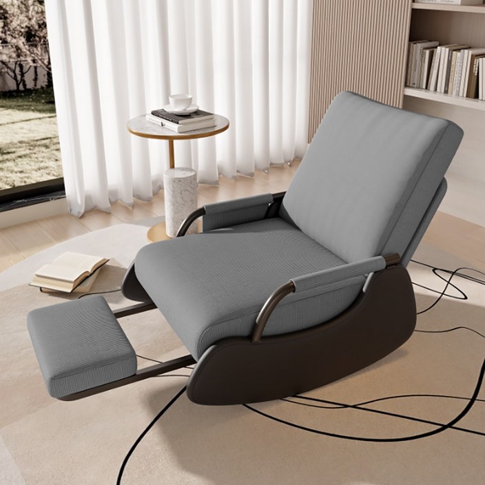 HAYIYA 폭 넓히기 길이 연장강화 뼈대 흔들의자 포근포근 5단 각도 조절 요람의자 편안한 독서 안락 의자 스윙 릴렉스 체어 슬립온 소파 1인용 쇼파, 1개, 그레이