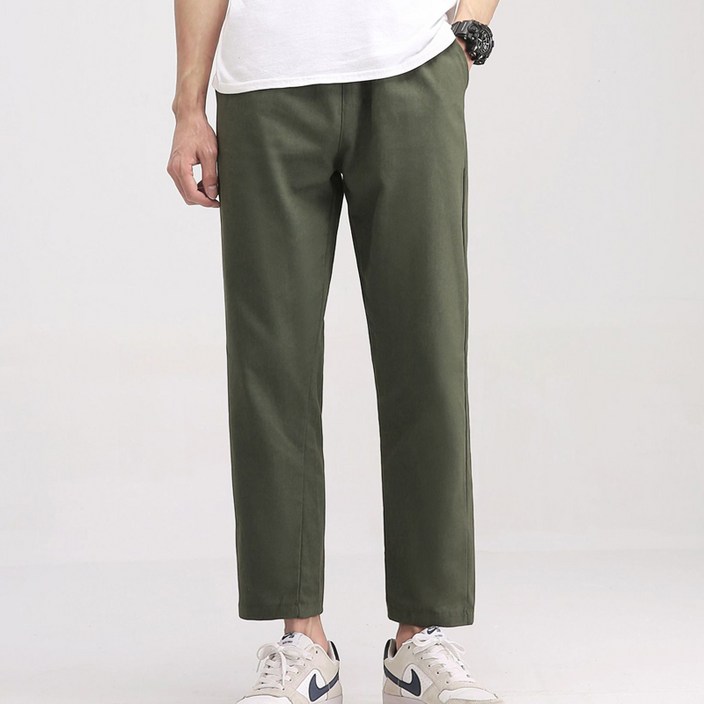 니드오브 편안한 남성 밴딩 면바지 일자핏 치노 팬츠
