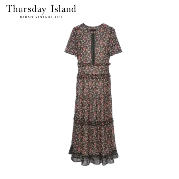 [백화점발송] 써스데이아일랜드 롱원피스 간절기 휴양지 하객 가을 여성 플라워