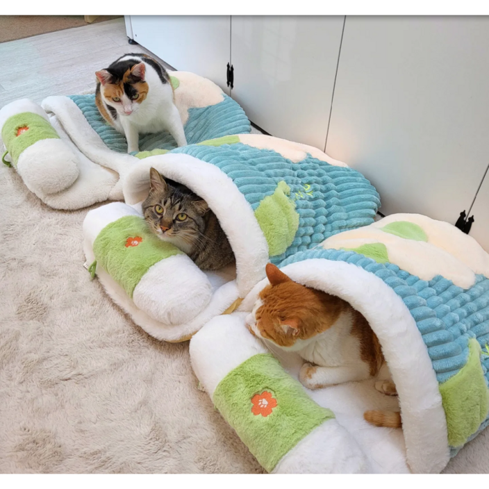 냥큼마캣 고양이 침낭 극세사 이불 숨숨집, 블루, 1개 냥큼마캣 고양이 침낭 극세사 이불 숨숨집, 블루, 1개