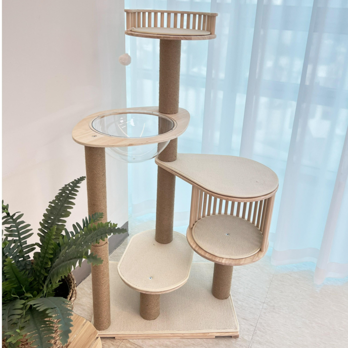 부비앙 원목 고양이 캣타워 숨숨집 캣폴 스크래쳐