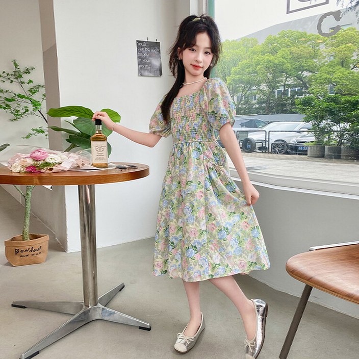 체크블룸 여아 꽃무늬 원피스 체크블룸 여아 꽃무늬 원피스