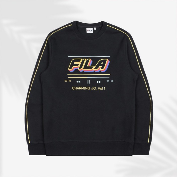 FILA 휠라 공용 조매력 라운드 맨투맨 티셔츠 FS2POB2J03X_BLK