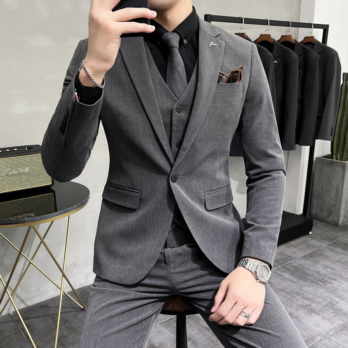 Titikong 남자정장 남성용 수트 3피스코트+조끼+바지 정장세트 맨잇슈트 프리미엄 하객룩 면접 결혼식