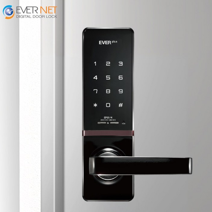 에버넷 무타공 도어락 현관 번호키 에버플러스 EP85 블랙 번호전용,카드, 고객직접설치, EP85N 번호전용