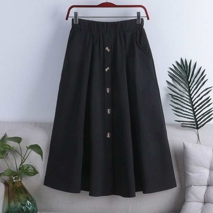 OSON 트렌치 밴딩 롱 스커트 포켓 플레어 치마