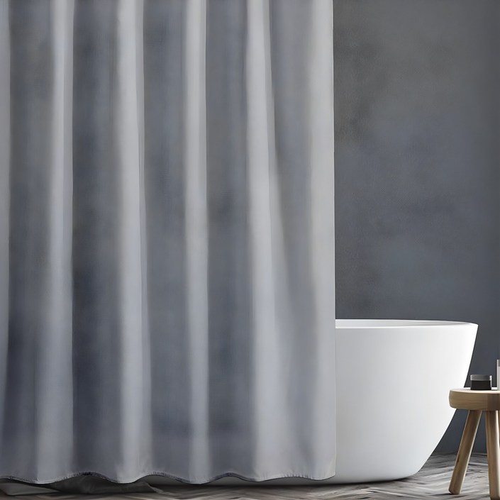 패브릭 방수 샤워 커튼 + 기본 커튼 링 12p, 그레이, 1개