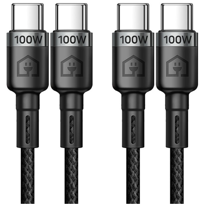 홈플래닛 C타입 C to C PD100W 초고속 충전케이블, 2m, 블랙, 2개 홈플래닛 C타입 C to C PD100W 초고속 충전케이블, 2m, 블랙, 2개