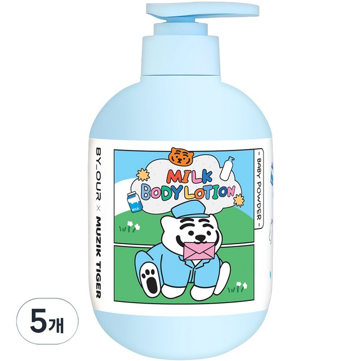 바이아우어 무직타이거 밀크 퍼퓸 보습 바디로션 베이비파우더향, 500ml, 5개
