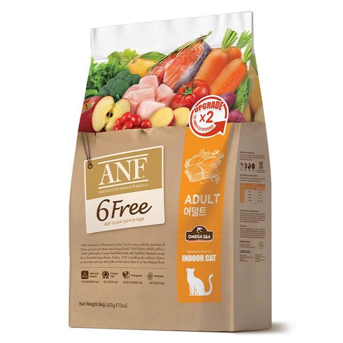 ANF 생후 12개월 이상 식스프리 인도어 캣 어덜트 건식사료, 인도어, 6kg, 1개