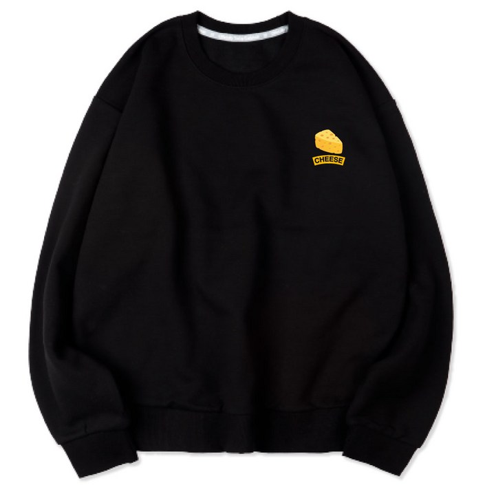 벤힛 남녀공용 CHEESE 세미 오버핏 특양면 빅사이즈 맨투맨