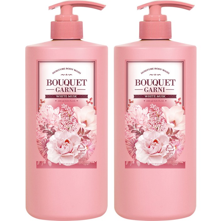 부케가르니 모이스처 바디워시 화이트머스크향, 2개, 1000ml