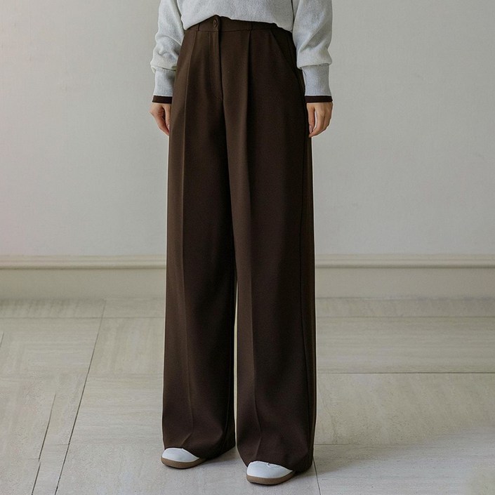 여성용 숏/기본/롱 기장 포튼 히든밴딩 핀턱 슬랙스 와이드 53SL678