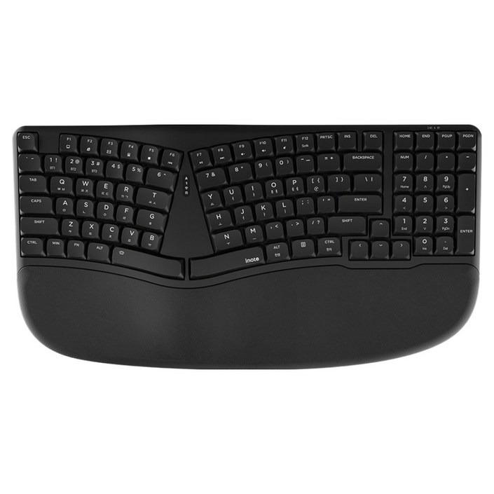 아이노트 저소음 기계식 유무선겸용 인체공학 키보드, 블랙, NK909RB, 적축