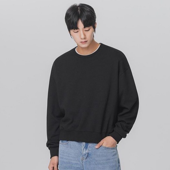 앨빈클로 남성용 레귤러핏 세미 크롭 맨투맨 MAR314