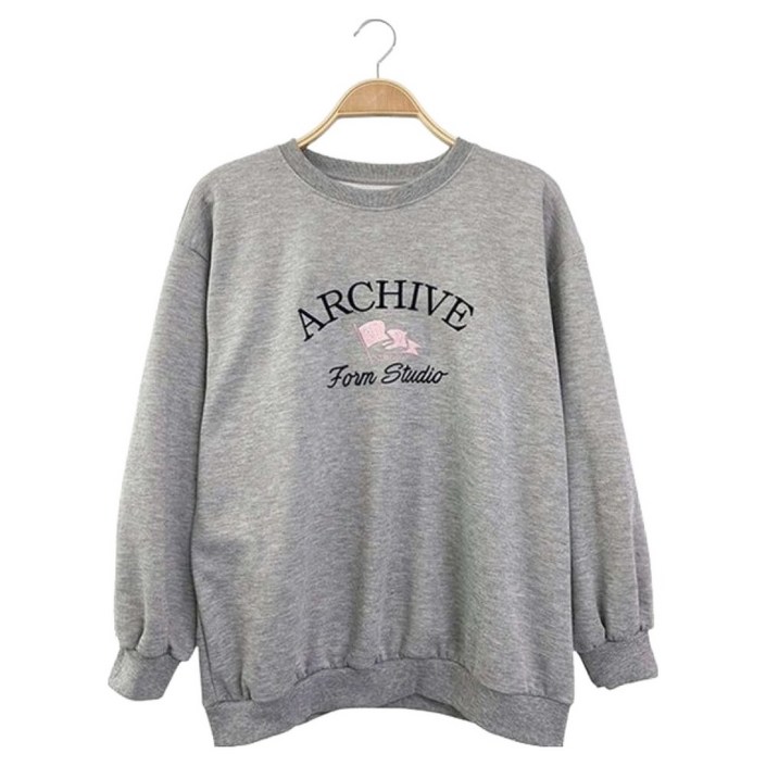 시크블랙 하리드 루즈핏 레터링 자수 코튼 맨투맨 cpt17412k5c