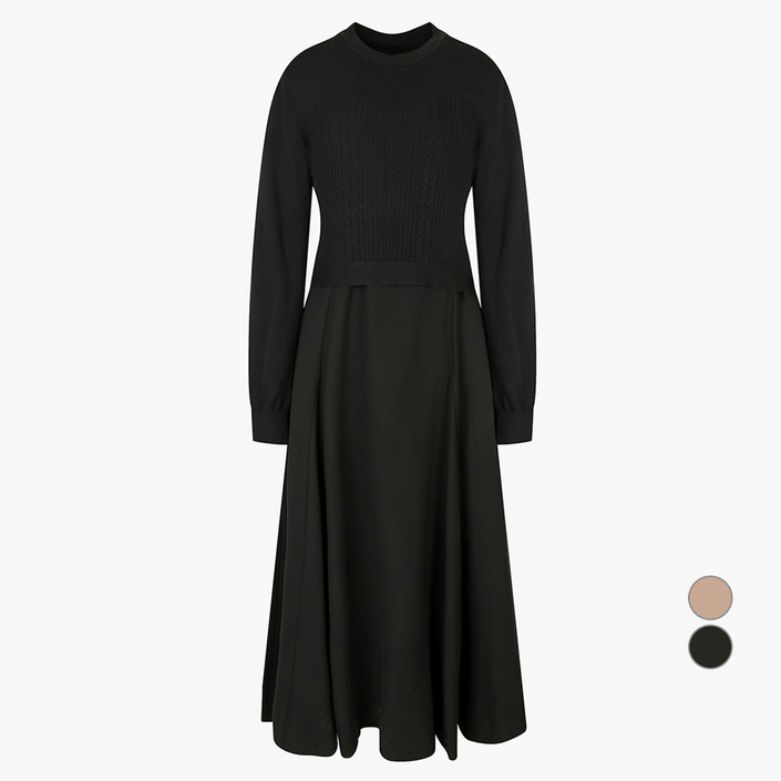 나이스클랍 여성용 케이블 장식 풀오버 절개 원피스 A234PWO905