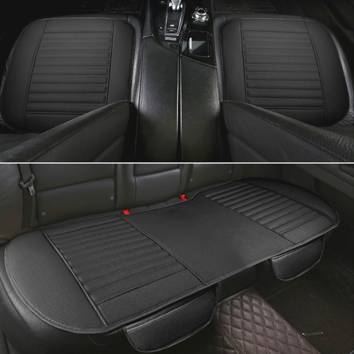 인더카 사계절 차량용 포켓가죽방석 앞좌석용 2p + 뒷좌석용 세트, 블랙, 1세트 20221014