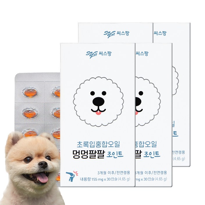 씨스팡 멍멍팔팔 조인트 반려견 관절 영양제, 초록입홍합, 4개 씨스팡 멍멍팔팔 조인트 반려견 관절 영양제, 초록입홍합, 4개