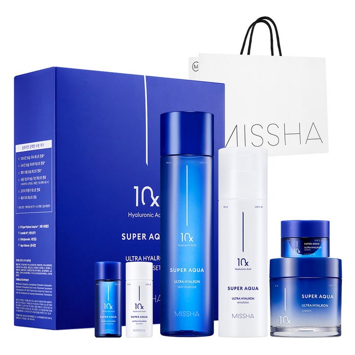 미샤 NEW 수퍼아쿠아 울트라 히알론 스킨 에센스 200ml  에멀전 130ml  크림 70ml 기획세트