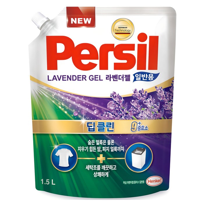 퍼실 딥클린 라벤더젤 플러스 일반용 액상세제 리필, 1.5L, 1개
