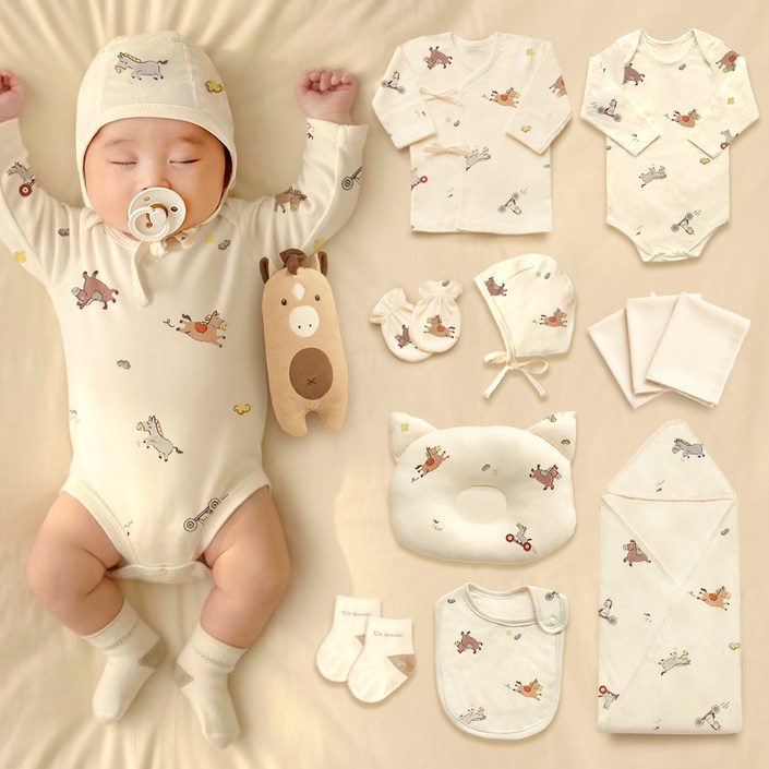 ikii 유아용 긴소매 12종 출산 선물 세트