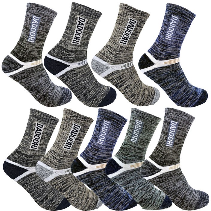 다두리 남성용 이중 쿠션 장목 등산양말 9켤레