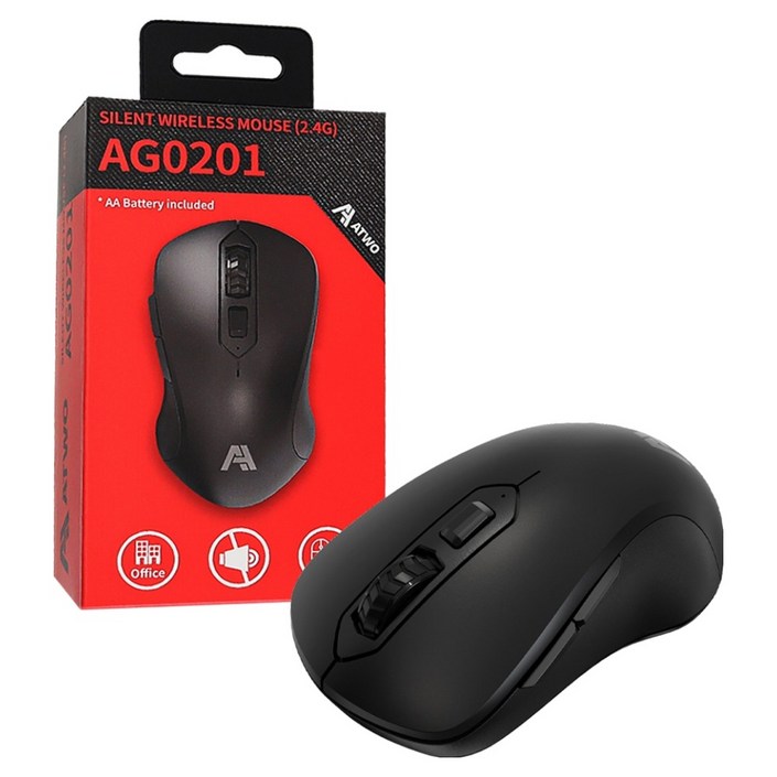 에이투 6버튼 무소음 양손 무선 마우스 AG0201, AG0201, 블랙