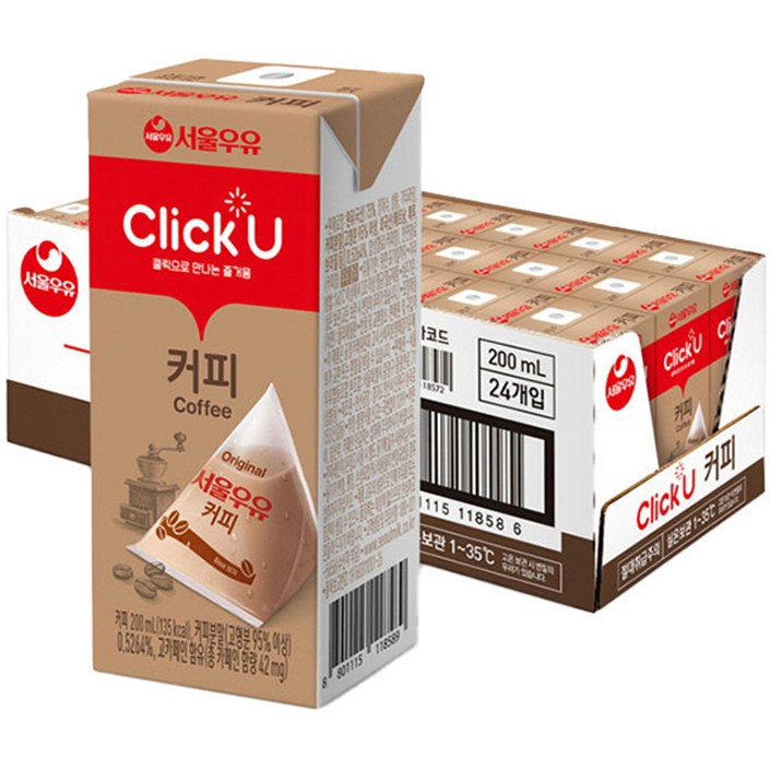클릭유 서울우유 커피 24p, 24팩, 200ml
